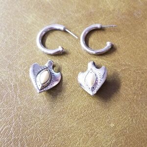 Silvertone earrings can be worn different ways